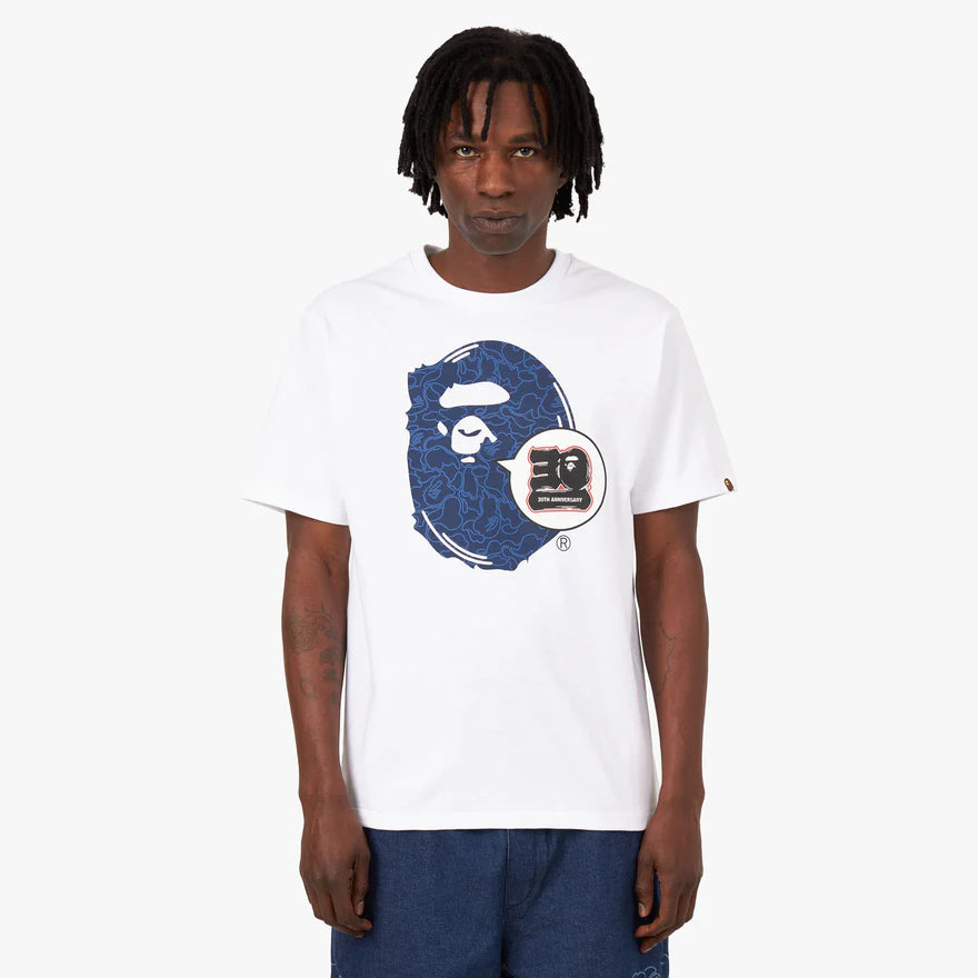 BAPE 30th Anniversary Ape Head T-shirt White / Navy