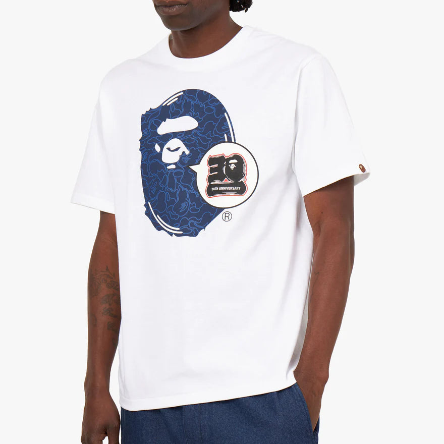 BAPE 30th Anniversary Ape Head T-shirt White / Navy