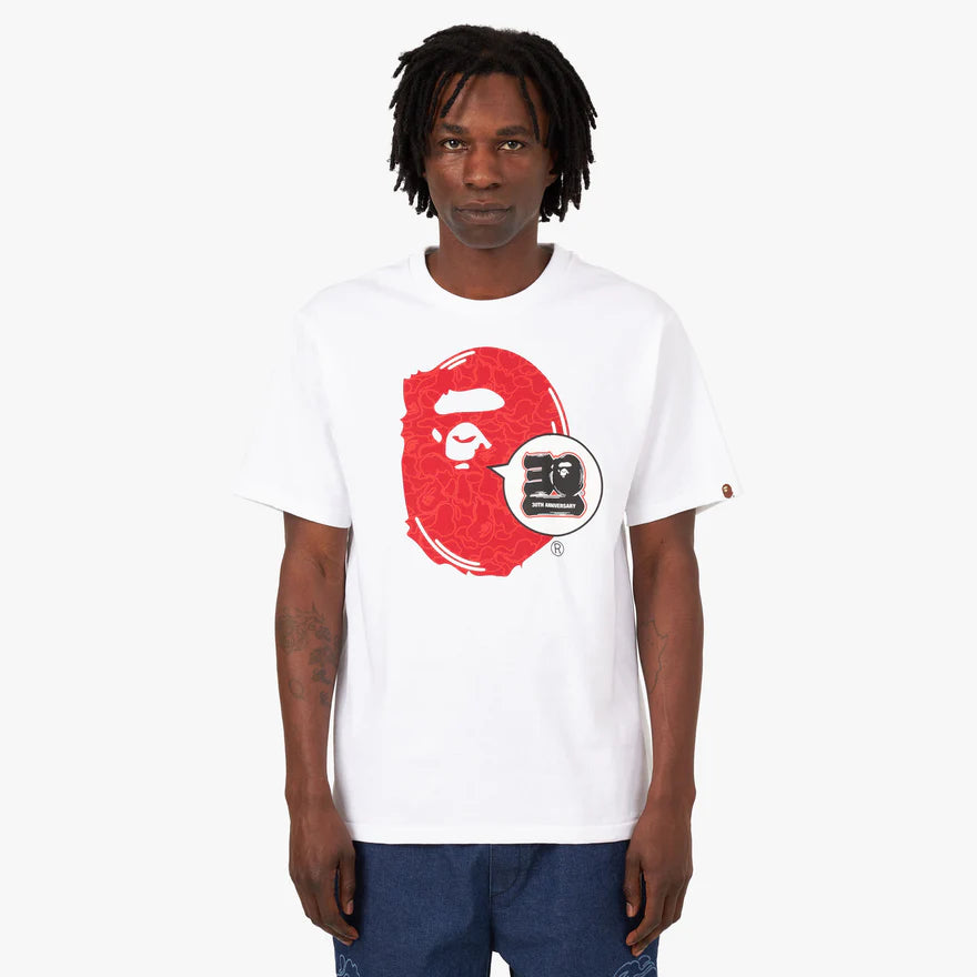 BAPE 30th Anniversary Ape Head T-shirt White / Red