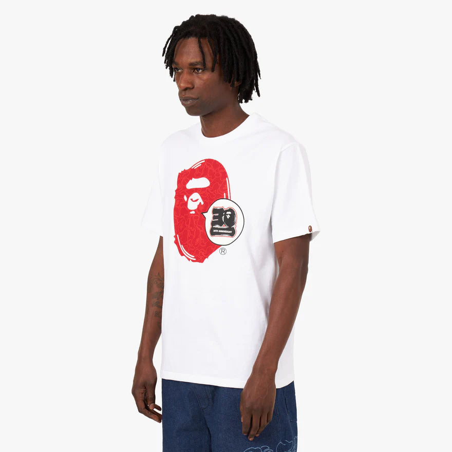 BAPE 30th Anniversary Ape Head T-shirt White / Red