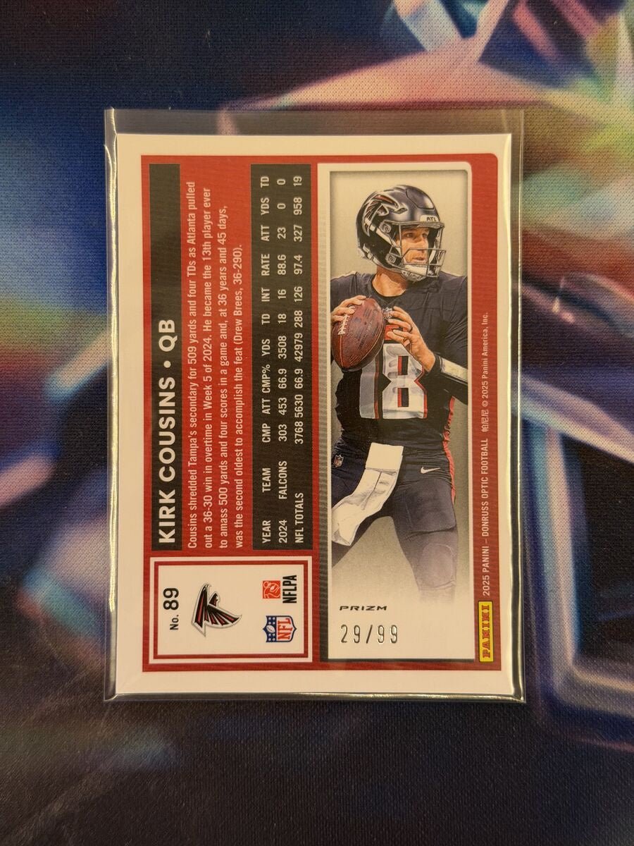 Kirk Cousins Pink Velocity Prizm Back - 2025 Donruss Optic