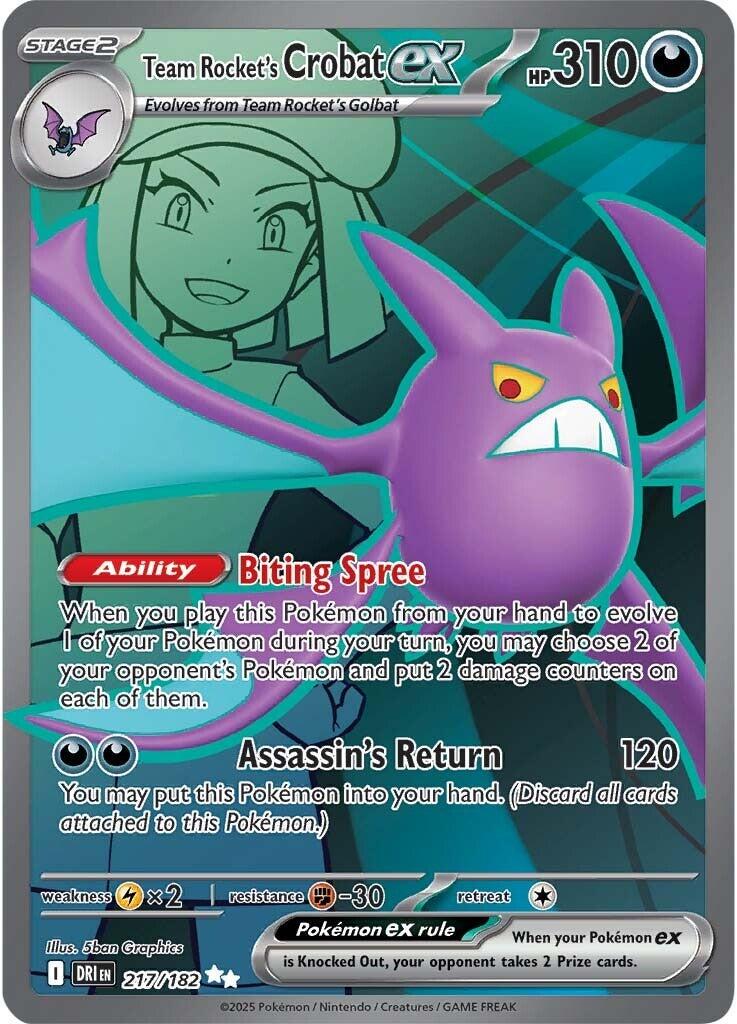 2025 Pokemon DRI-EN - Team Rocket's Crobat Ex #217 - Ultra Rare - Ungraded Raw Card