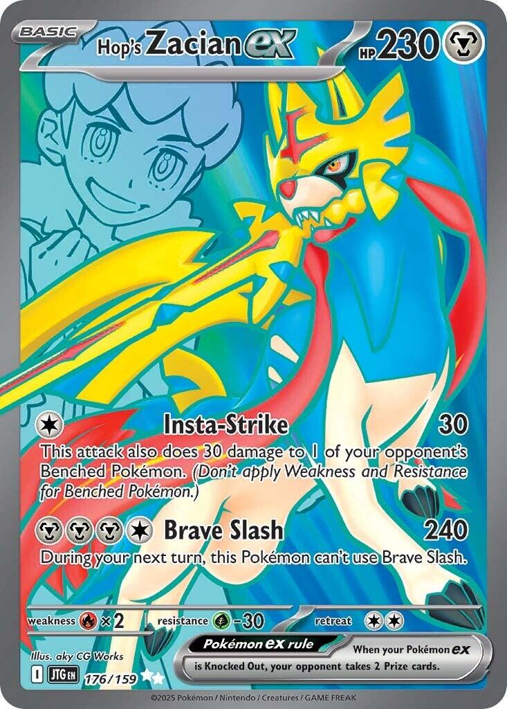 2025 Pokemon JTG-EN: − Hop's Zacian Ex #176 − Journey Together Ultra Rare − Raw Ungraded Card