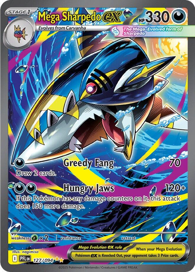 2025 Pokemon - Phantasmal Flames - Mega Sharpedo ex #127 - PFL-EN - Raw Ungraded Card