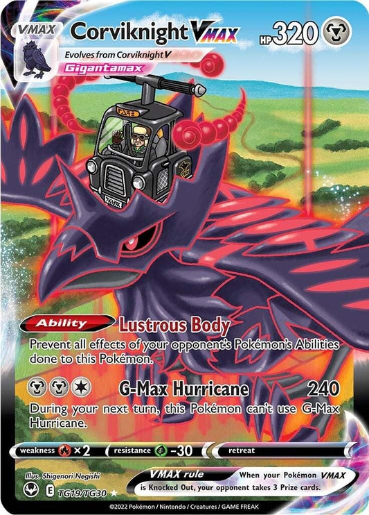 2022 Pokemon Sword & Shield − Corviknight VMAX #TG19 − Silver Tempest - Trainer Gallery Full Art − Raw Ungraded Card