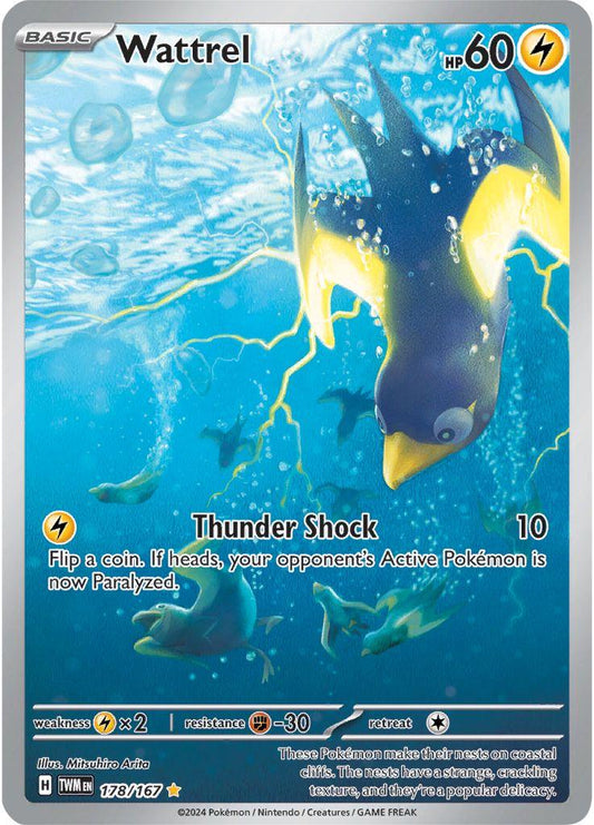 2024 Pokemon TWM-EN: − Wattrel #178 − Twilight Masquerade Illustration Rare − Raw Ungraded Card