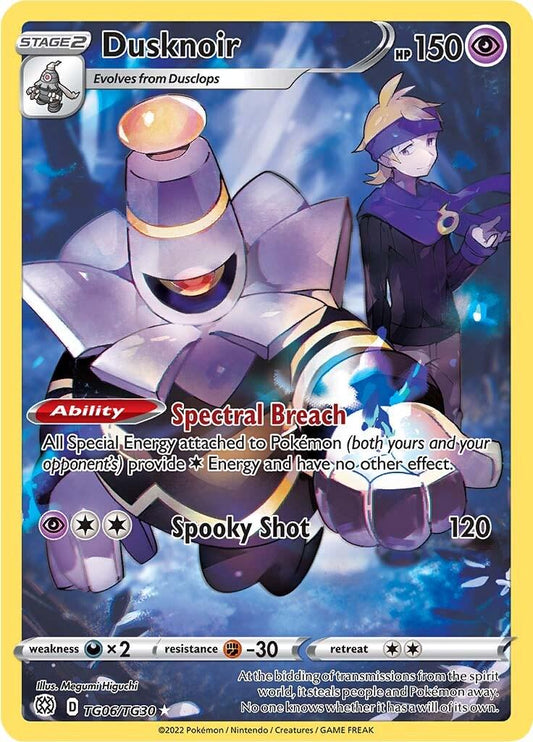2022 Pokemon Sword & Shield − Dusknoir #TG06 − Brilliant Stars - Trainer Gallery Full Art − Raw Ungraded Card