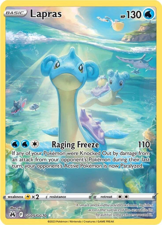 2023 Pokemon Sword & Shield − Lapras #GG05 − Crown Zenith - Galarian Gallery Full Art − Raw Ungraded Card