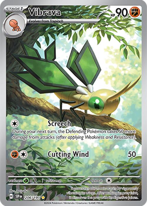 2024 Pokemon SSP-EN: − Vibrava #206 − Surging Sparks Illustration Rare − Raw Ungraded Card