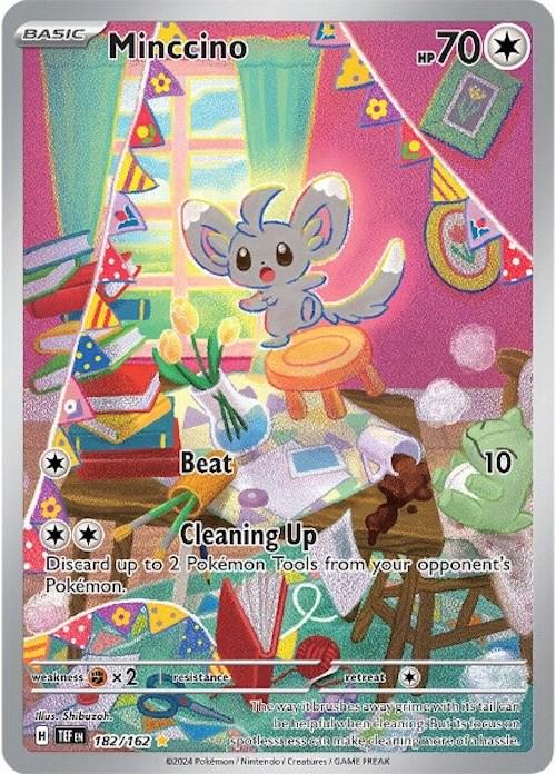 2024 Pokemon TEF-EN: − Minccino #182 − Temporal Forces Illustration Rare − Raw Ungraded Card