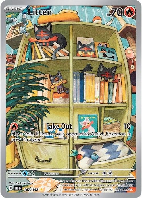 2024 Pokemon TEF-EN: − Litten #167 − Temporal Forces Illustration Rare − Raw Ungraded Card