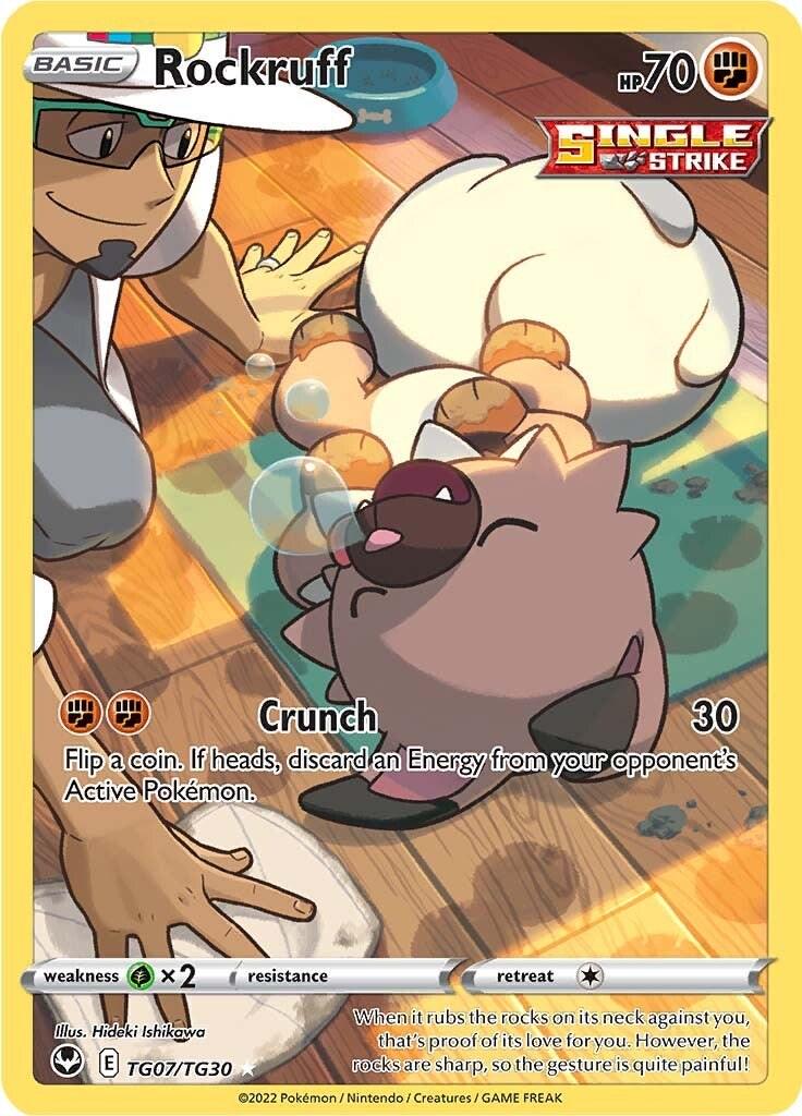 2022 Pokemon Sword & Shield − Rockruff #TG07 − Lost Origin - Trainer Gallery Full Art − Raw Ungraded Card