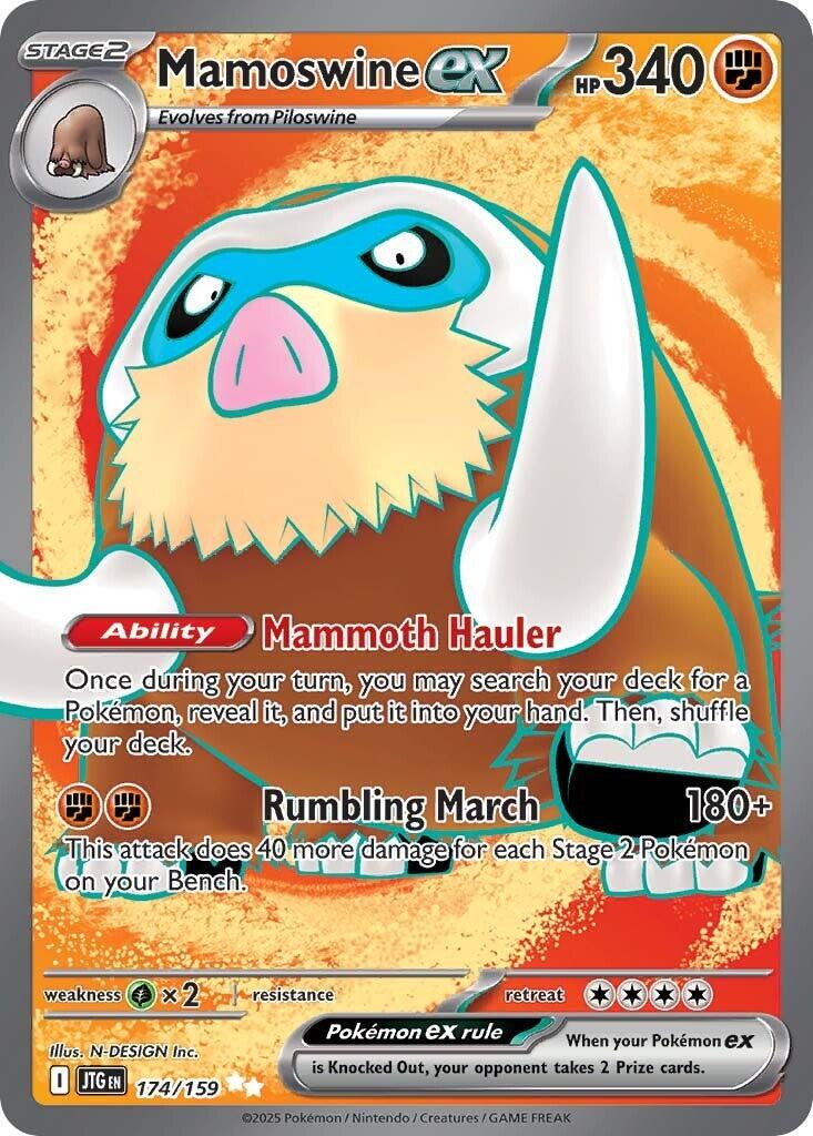 2025 Pokemon JTG-EN: − Mamoswine Ex #174 − Journey Together Ultra Rare − Raw Ungraded Card