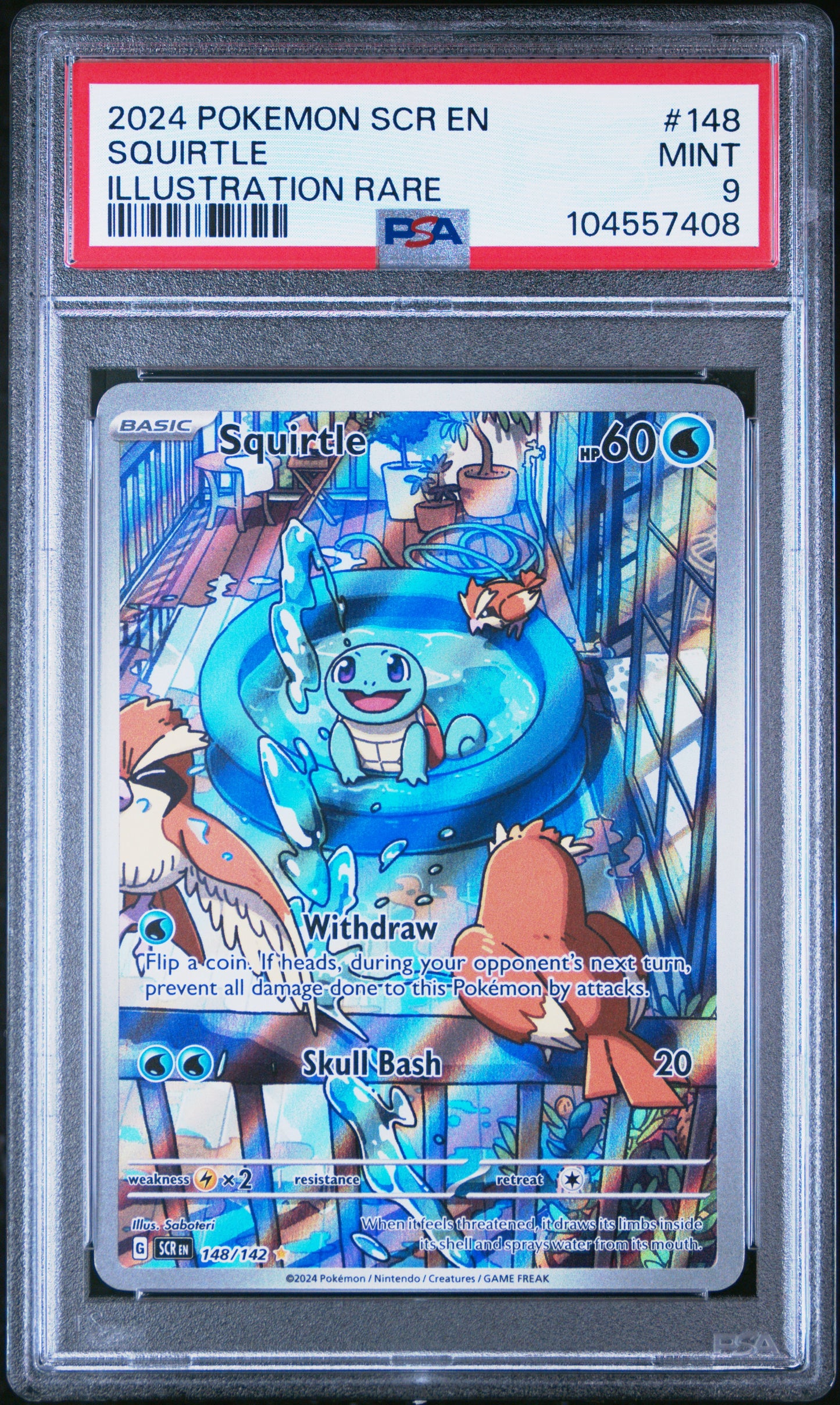Pokemon - PSA 9 Illustration Rare Set - Squirtle #138 Stellar Crown - Charmander #044 Obsidian Flames ETB - Bulbasaur #143 Stellar Crown
