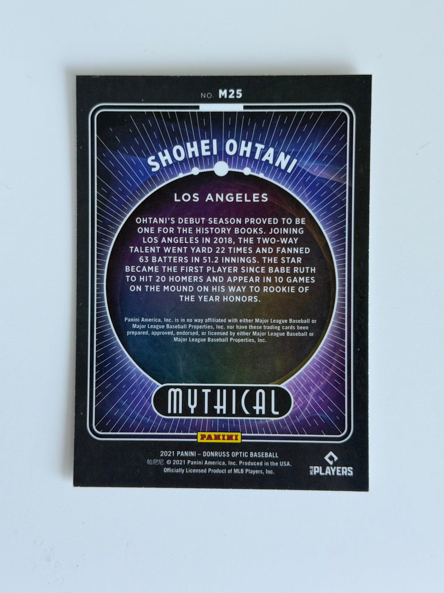 2021 Panini Donruss Optic — Mythical - Shohei Ohtani - #M25 - Raw Ungraded Card
