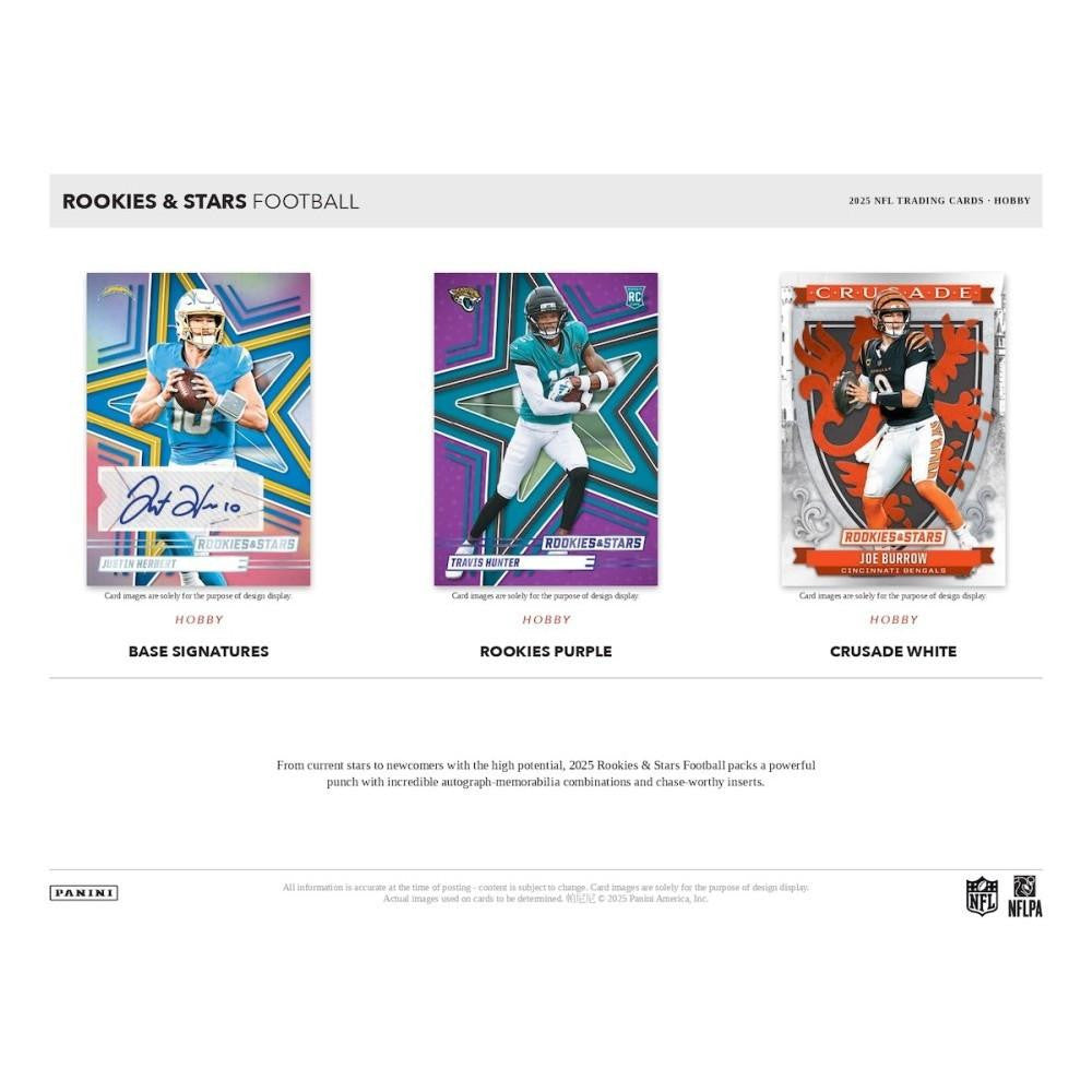 2025 Panini Rookies and Stars Football Hobby Box (2 Autographs + 2 Memorabilia Cards Per Box)