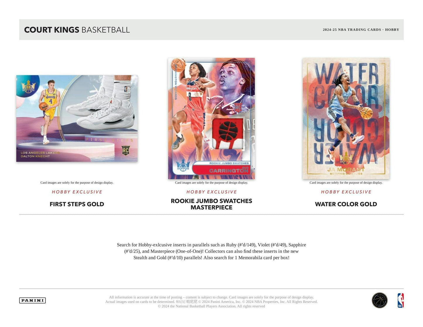 2024-25 Panini Court Kings Basketball - Live Hobby Box - 12 Box Break - PICK YOUR TEAM