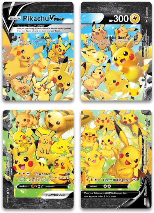 celebrations pokemon card set Pikachu V Union - Celebrations - Complete 4 Card Set