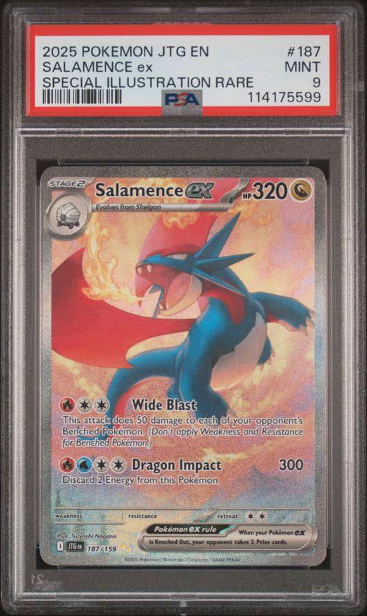 2025 Pokemon JTG-EN - #187 Salamence ex - Special Illustration Rare Journey Together - PSA Graded Card