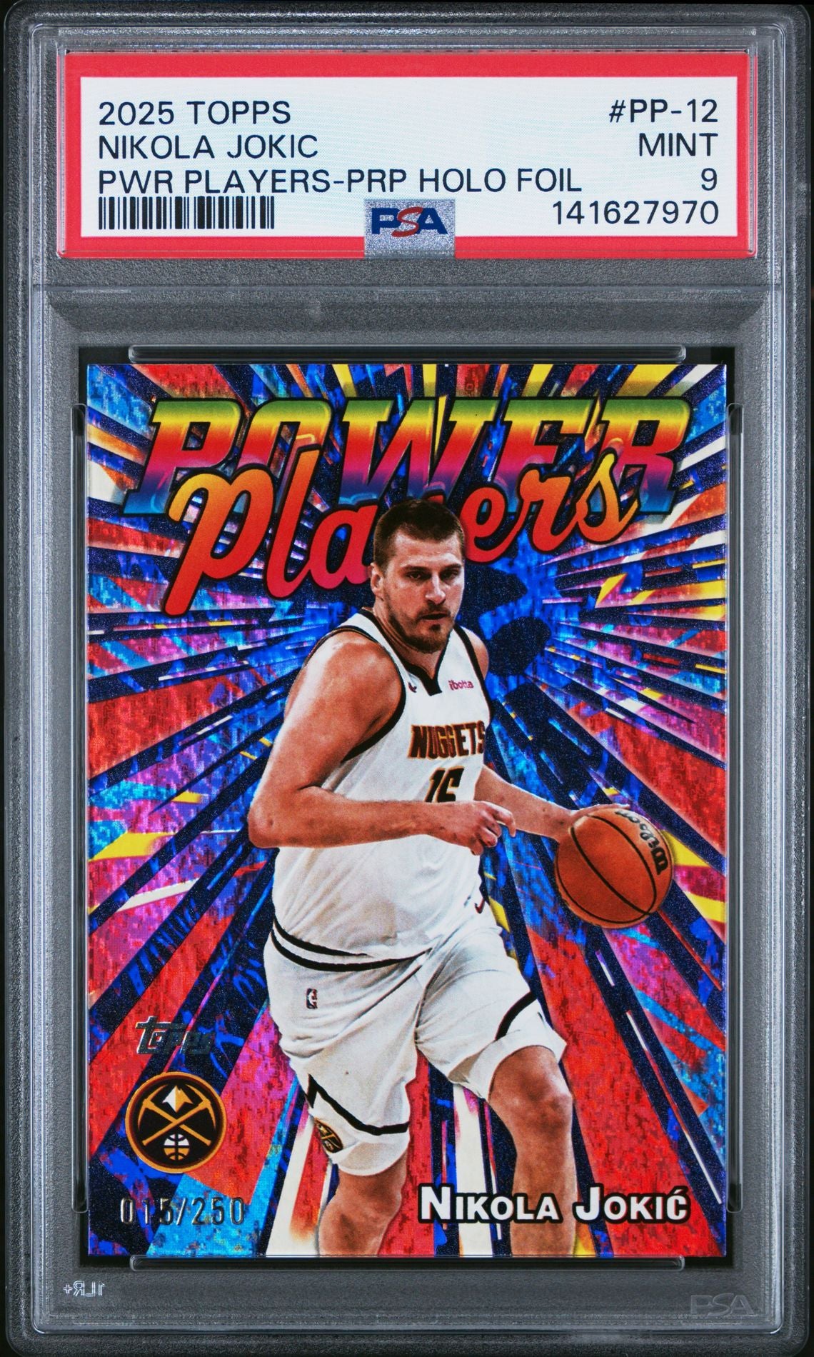 2025 Topps Power Players - #PP-12 Nikola Jokic Purple Holo Foil - PSA Graded Card