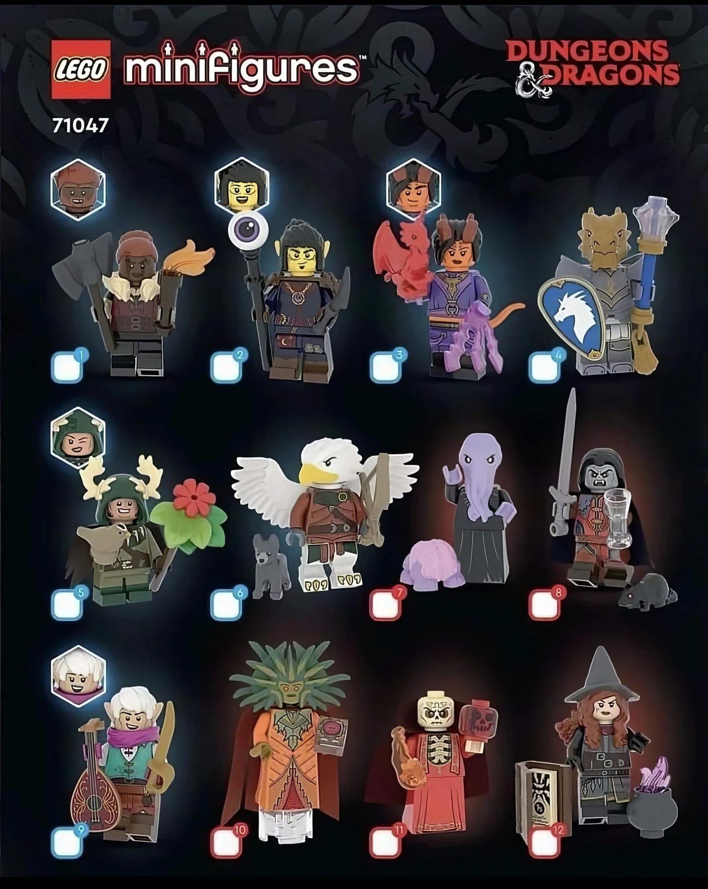 LEGO - Minifigures Dungeons and Dragons - COMPLETE 12 PIECE SET 71047 (RETIRED)