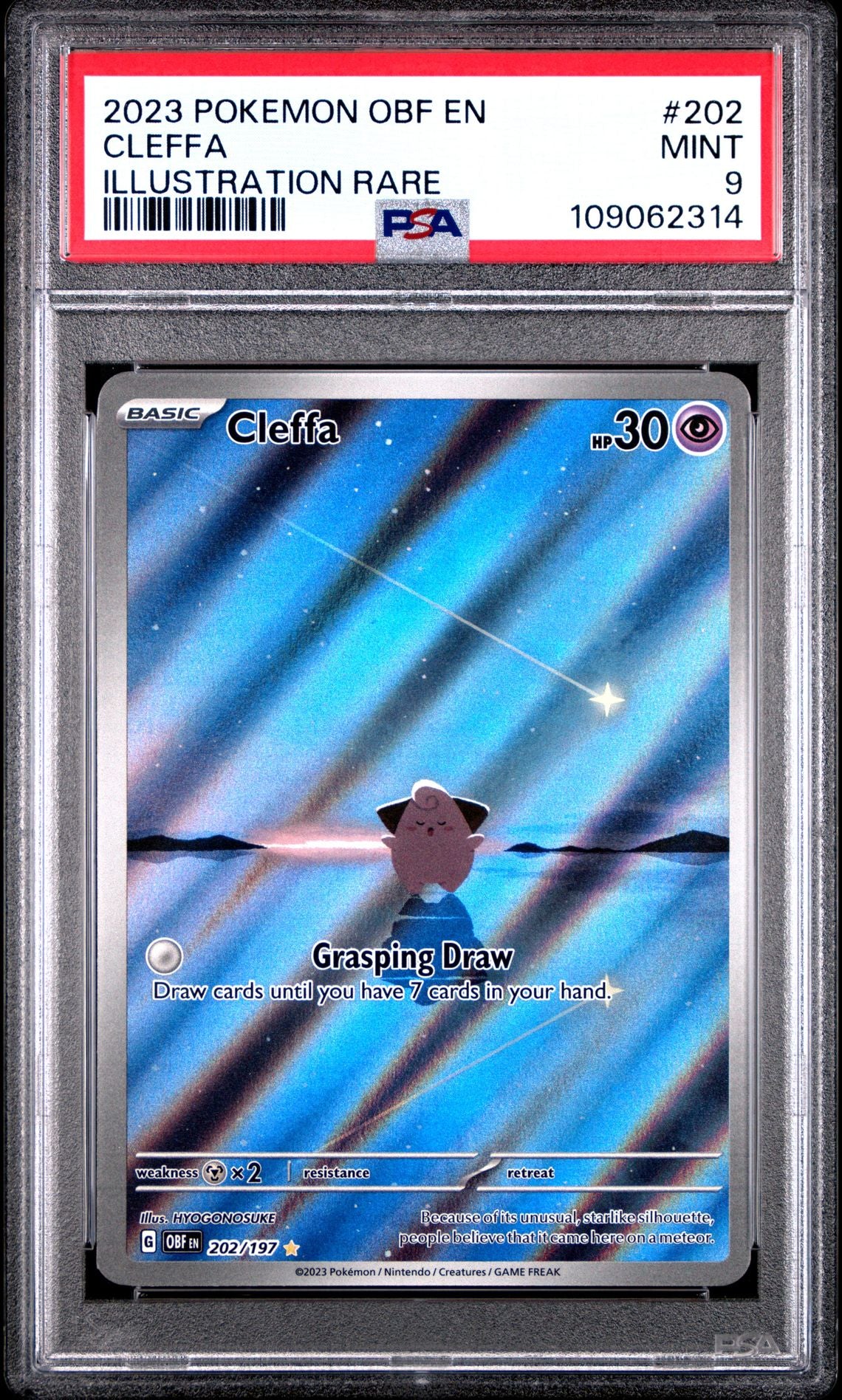 2023 Pokemon OBF En — Obsidian Flames — 202 Cleffa Illustration Rare — PSA Graded Card
