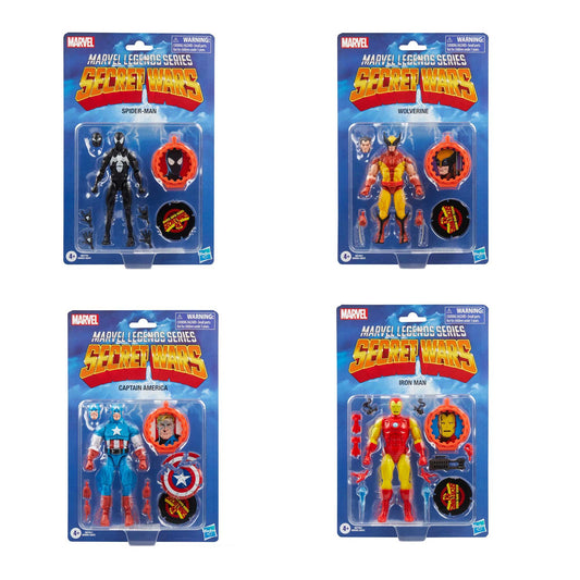 Secret Wars Marvel Legends 4 Pack - Spider-Man, Wolverine, Captain America, Iron Man Action Figures