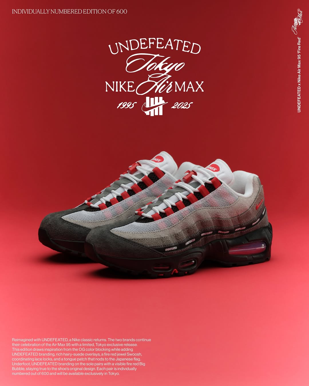 UNDEFEATED × Nike Air Max 95 SP "Fire Red" (Tokyo Exclusive) - (PRE-ORDER LATE DEC 2025)