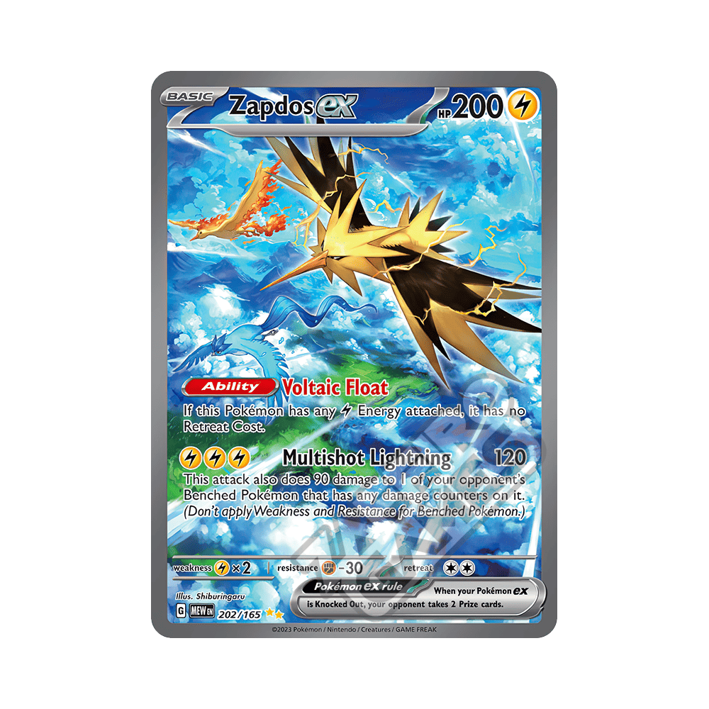2023 Pokemon MEW-EN - Zapdos EX #202 - 151 Special Illustration Rare - SoleSavy 2023 Pokemon MEW-EN - Zapdos EX #202 - 151 Special Illustration Rare - SoleSavy
