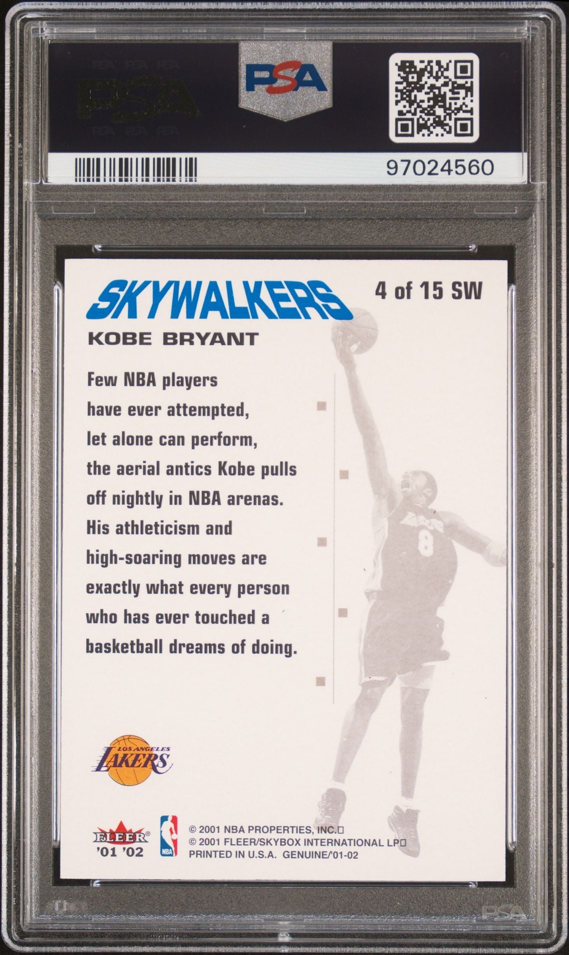 2001 FLEER GENUINE SKYWALKERS 4 KOBE BRYANT - PSA 8
