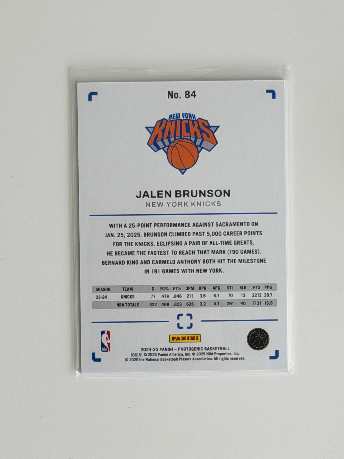 2024-25 Panini Photogenic - Jalen Brunson #84 - Stardust Variant Limited to /65 - Raw Ungraded Card
