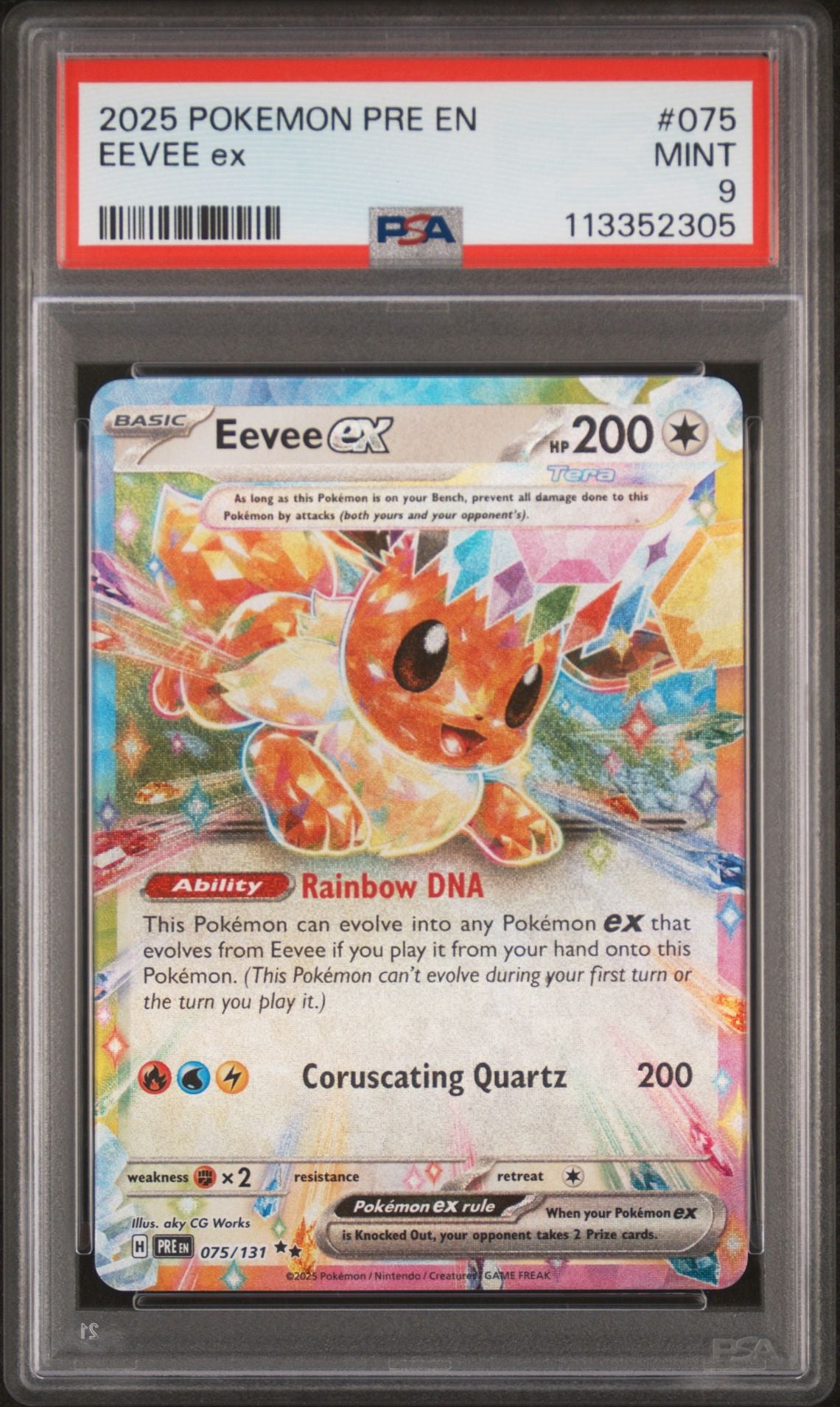 2025 Pokemon PRE En Prismatic Evolutions 075 Eevee Ex PSA Graded Card 2025 Pokemon PRE En Prismatic Evolutions 075 Eevee Ex PSA Graded Card