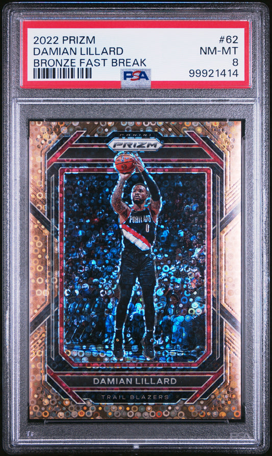 2022 Prizm - Damian Lillard - Bronze Fast Break Limited to /20 - #62 - PSA Graded Card