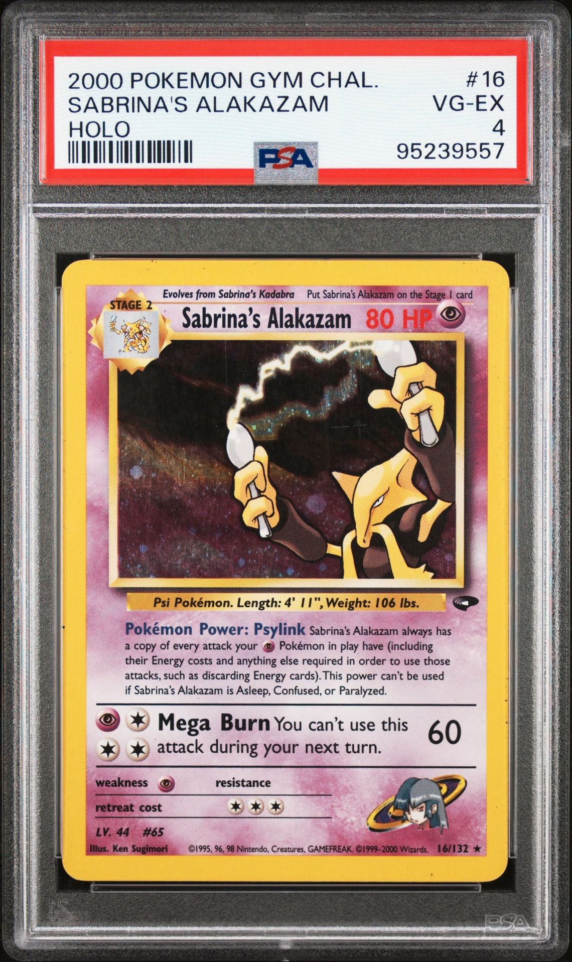 2000 Pokemon Gym Challenge 16 Sabrina's Alakazam Holo