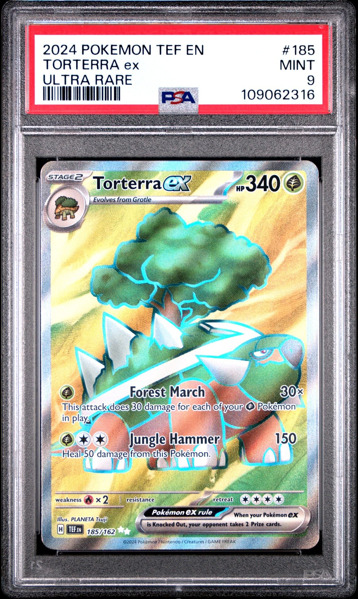 2024 Pokemon TEF En Temporal Forces 185 Torterra Ex Ultra Rare PSA Graded Card 2024 Pokemon TEF En Temporal Forces 185 Torterra Ex Ultra Rare PSA Graded Card