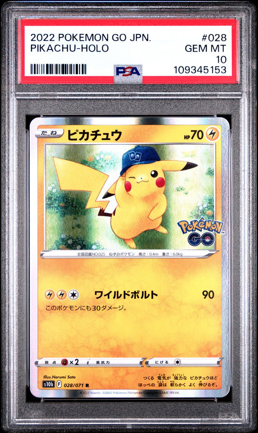 2022 Pokemon Japanese s10b — Pokemon Go — Pikachu #028 Holo — PSA Graded Card