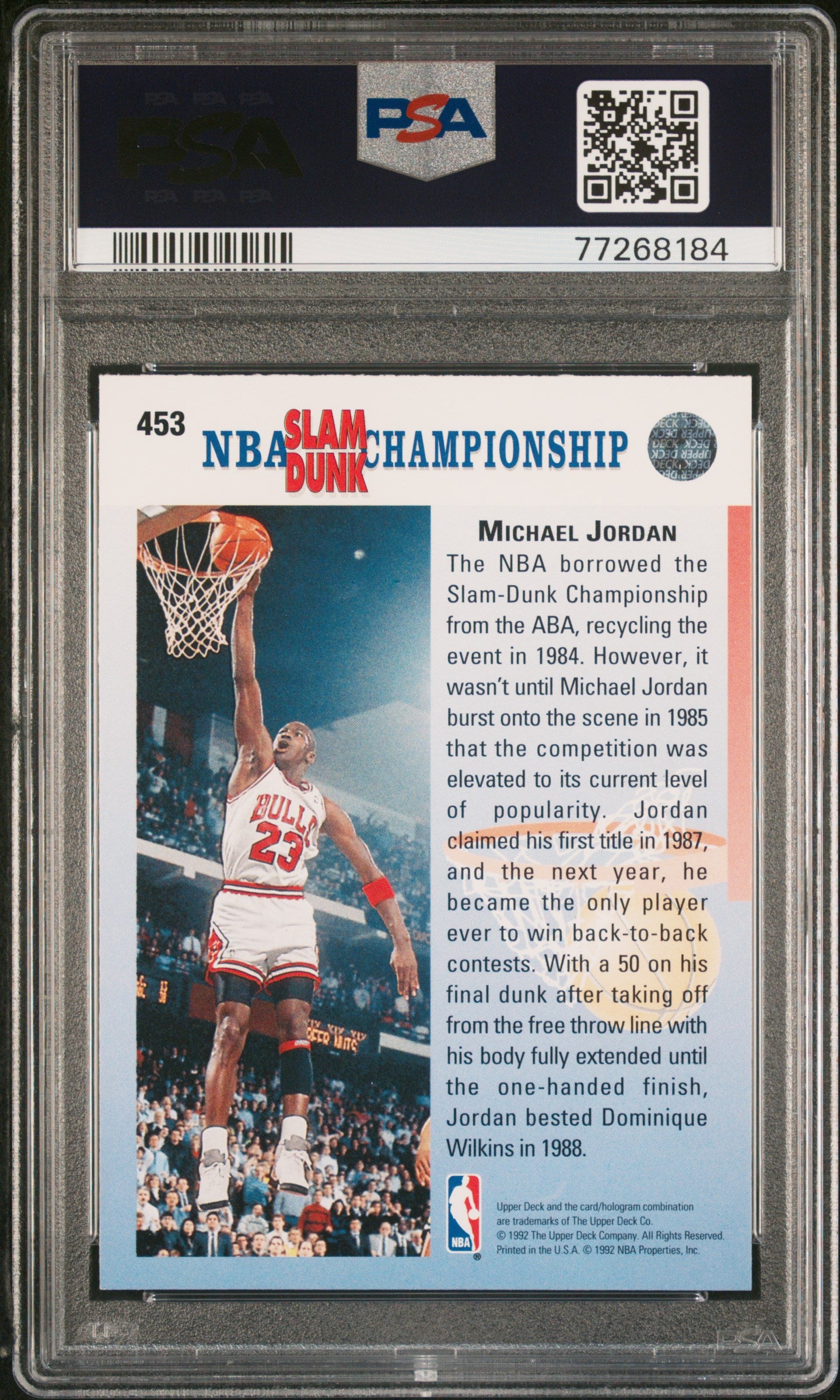 1992-93 Upper Deck - Michael Jordan (1987, 1988 Two-Time Champion) - 453.2 - PSA Graded Card