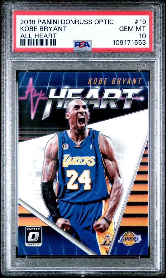 2018 Panini Donruss Optic All Heart 19 Kobe Bryant - PSA Graded Card