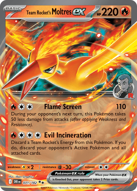 2025 Pokemon DRI-EN - Team Rocket's Moltres ex #31 - Ungraded Raw Card