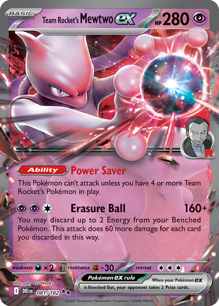 2025 Pokemon DRI-EN - Team Rocket's Mewtwo Ex #81 - Ungraded Raw Card