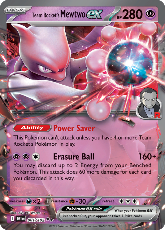 2025 Pokemon DRI-EN - Team Rocket's Mewtwo Ex #81 - Ungraded Raw Card