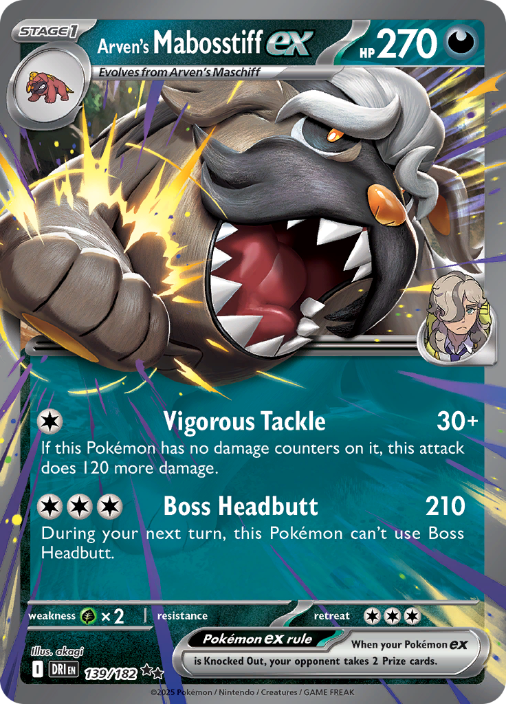 2025 Pokemon DRI-EN - Arven's Mabosstiff ex #139 - Ungraded Raw Card