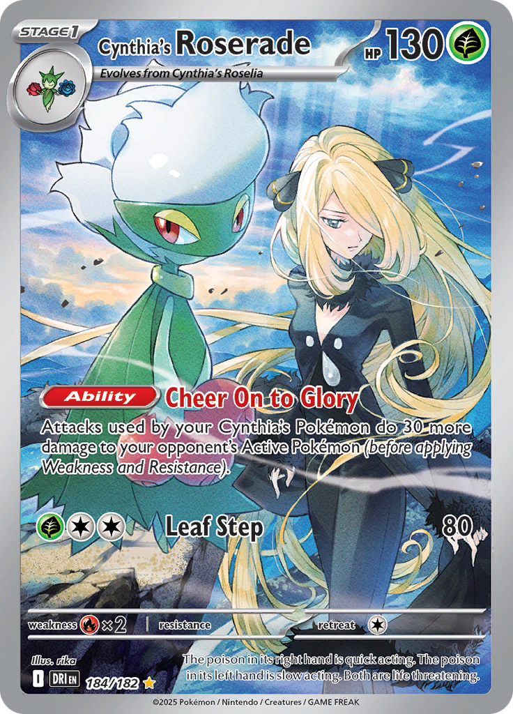 2025 Pokemon DRI-EN - Cynthia's Roserade #184 - Illustration Rare - Ungraded Raw Card