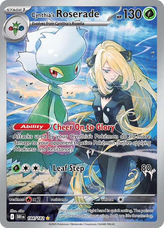 2025 Pokemon DRI-EN - Cynthia's Roserade #184 - Illustration Rare - Ungraded Raw Card