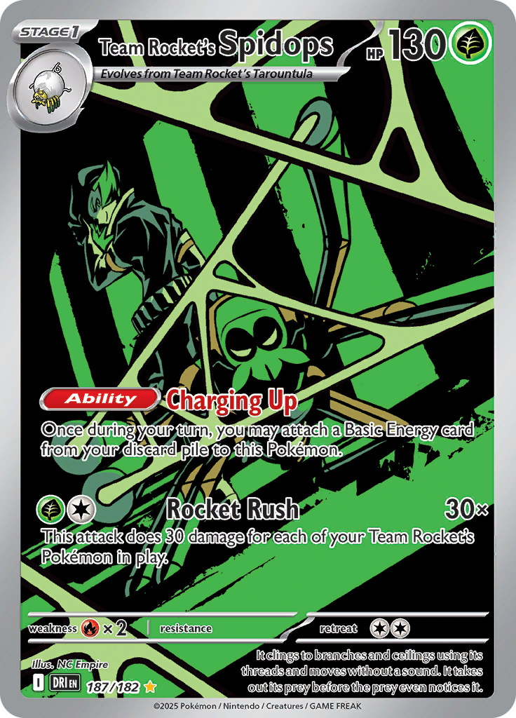2025 Pokemon DRI-EN - Team Rocket's Spidops #187 - Illustration Rare - Ungraded Raw Card