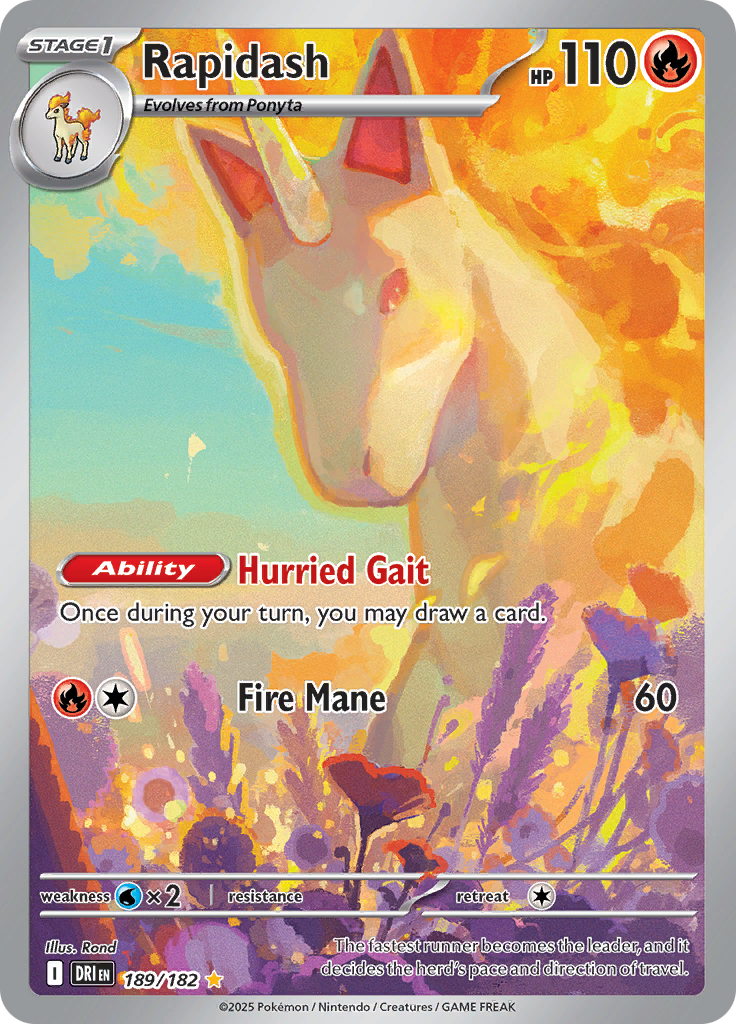 2025 Pokemon DRI-EN - Rapidash #189 - Illustration Rare - Ungraded Raw Card