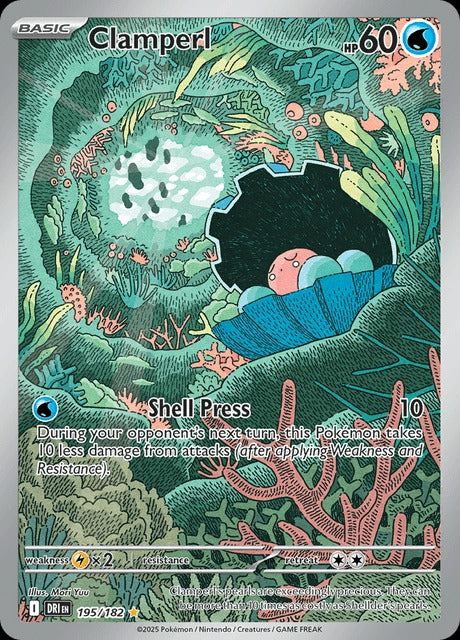 2025 Pokemon DRI-EN - Clamperl #195 - Illustration Rare - Ungraded Raw Card
