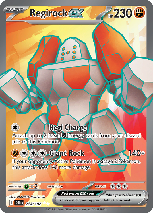 2025 Pokemon DRI-EN - Regirock ex #214 - Ungraded Raw Card