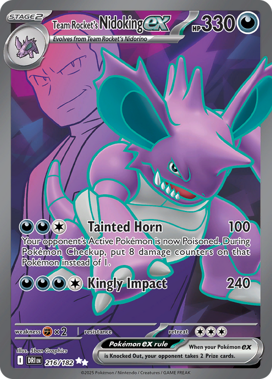 2025 Pokemon DRI-EN - Team Rocket's Nidoking ex #216 - Ungraded Raw Card