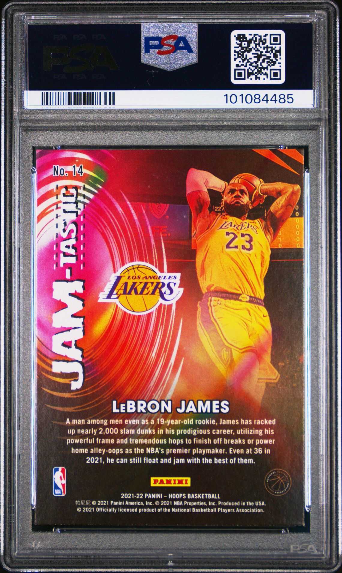 2021 PANINI - NBA HOOPS  - JAM-TASTIC #14 - LeBRON JAMES - PSA Graded Card